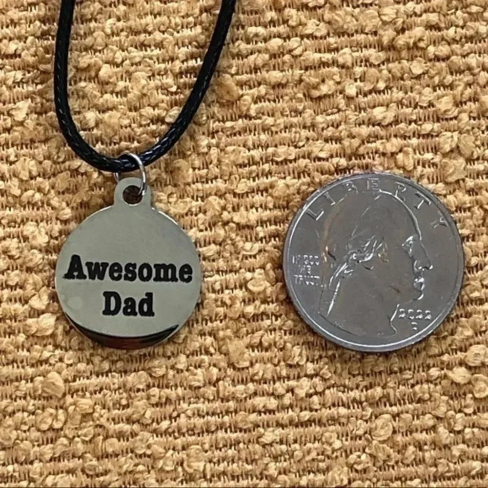 Awesome Dad High Polish Stainless Steel Necklace NWT